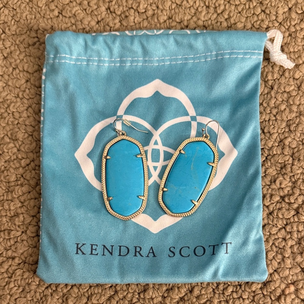 Kendra Scott Blue Stone Earrings with Gold Accents